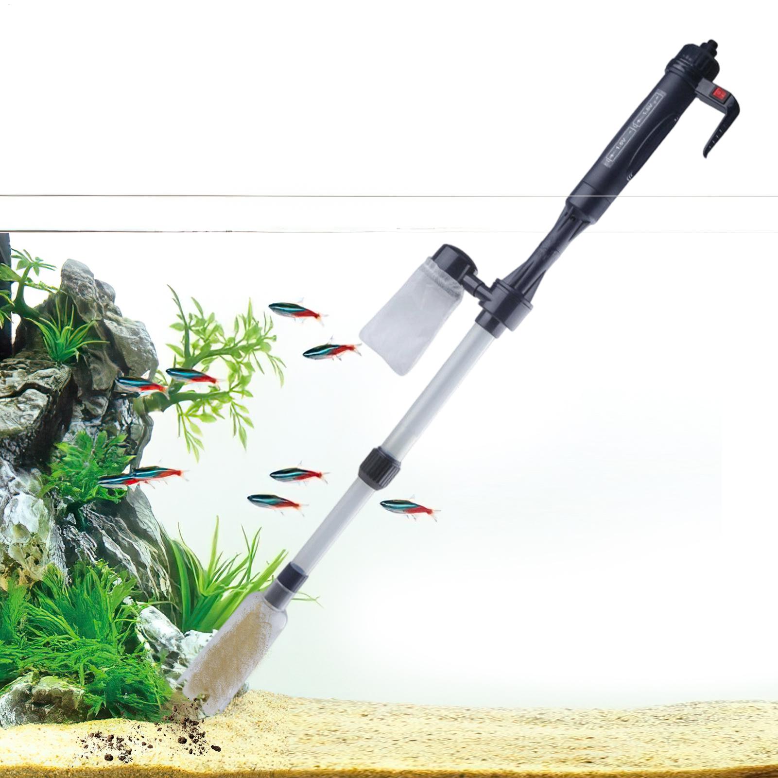 Marine Aquarium Water Change - Aquarium Vacuum Adjustable Telescopic USB Aquarium