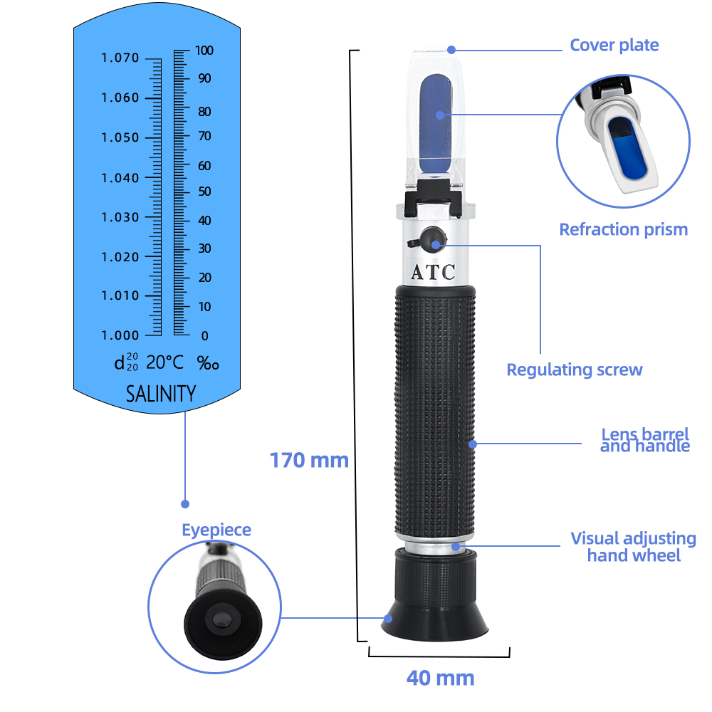 Handheld Salinity Refractomete - đánh giá và giá Refractometer Salinity