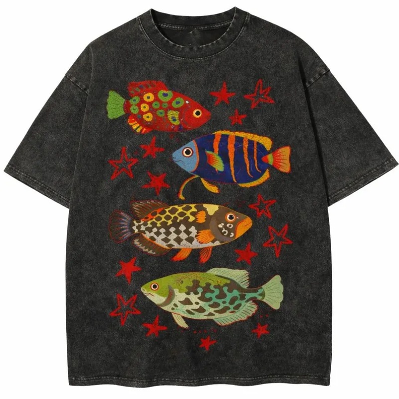Vintage Washed Tropical Fish P - đánh giá và giá Aquarium Marine Color